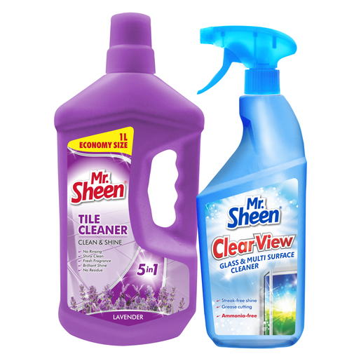 Mr Sheen Clear View Glass 500ml & Tile Cleaner 1L 2 Pack | PnP