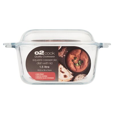 O2 Cook Square Glass Casserole 1.5L | PnP