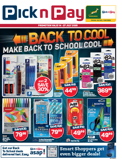 Pick n Pay Back to School Specials
