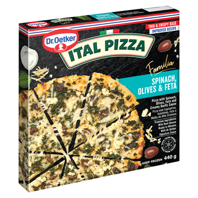 Dr. Oetker Ital Pizza Familia Frozen Spinach, Olives & Feta Pizza 440g ...