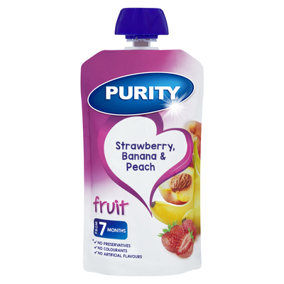 Purity Pouch Strawberry, Banana & Peach 110ml from 6 Months