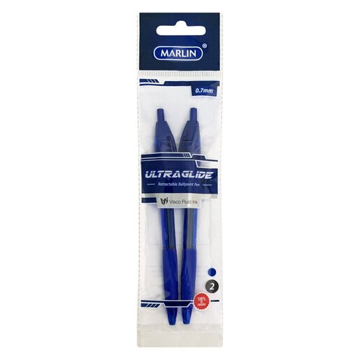 Marlin Blue Gel Ink Retractable Pen 2 Pack 0.7mm | PnP
