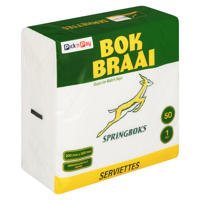 PnP Springbok White Serviettes 50 Pack | PnP