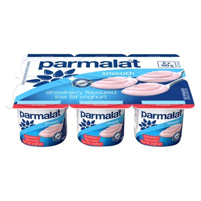 Parmalat Low Fat Smooth Strawberry Yoghurt 6 x 100g | Smart Price ...