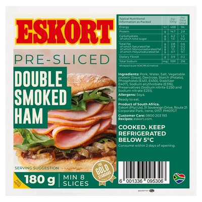 Eskort Slicced Double Smoked Ham 180g