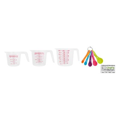 Chef's Kitchen 3 Piece Measuring Jugs & 5 Piece Measuring Spoon Set ...