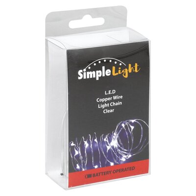 Simple Light 20 Led Copper Wire Clear Light Chain Battery Operated | PnP