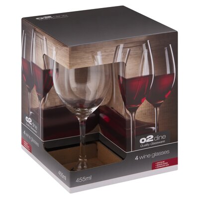 O2 Dine Wine Glass 455ml 4 Pack | PnP