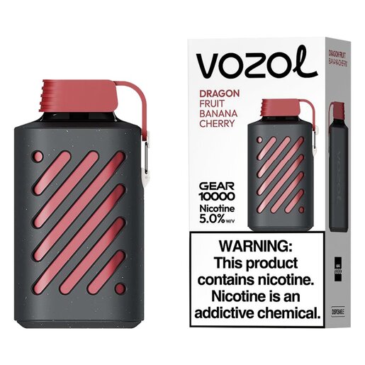 Vozol Dragon Fruit Banana Cherry 5% Gear 10000 Puffs Rechargeable  Disposable Vape