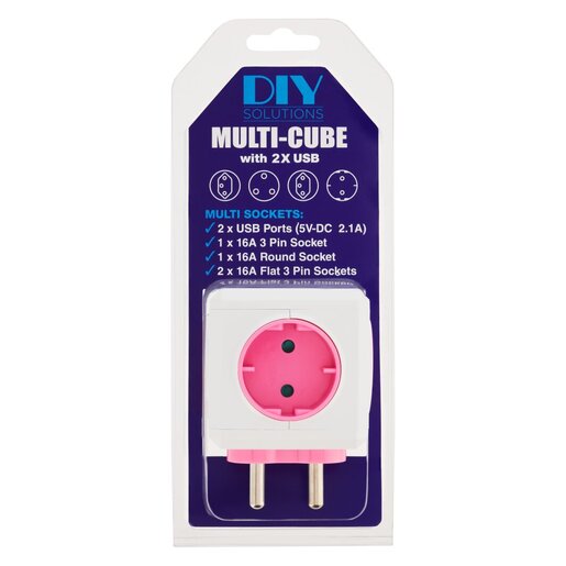 DIY Adaptor Cube 2 x USB Pink | PnP