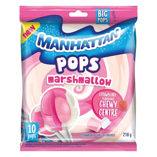Manhattan Strawberry Flavoured Pops Marshmallow 210g PnP