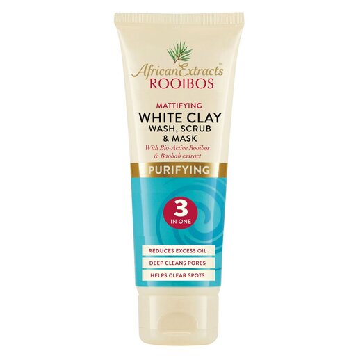 African Extracts Rooibos White Clay 3In1 Face Wash, Scrub & Mask 150m