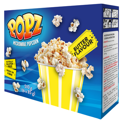 Popz! Butter Flavoured Microwave Popcorn 6 x 85g | PnP