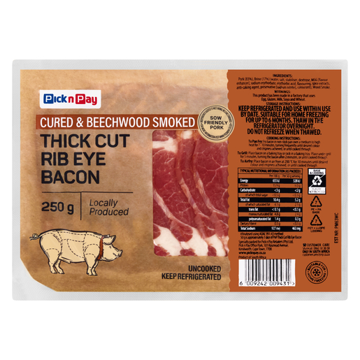 PnP Thick Cut Rib Eye Bacon 250g | PnP